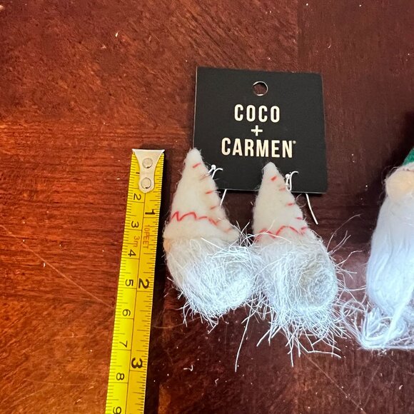 Coco + Carmen christmas holiday felted Gnome Earrings set  & Gnome pin - Picture 9 of 13